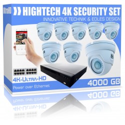 UltraHD Videoüberwachung Set 4000GB inkl. 8x 4K Dome Überwachungskameras