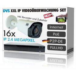 2.4 MP IP Videoüberwachung Set mit 16 IP PoE Kameras inkl. Zubehör PROFISET
