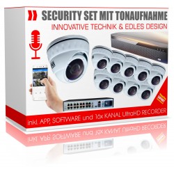 8x Überwachungskameras mit Mikrofon PoE Überwachungsanlage mit Tonaufnahme