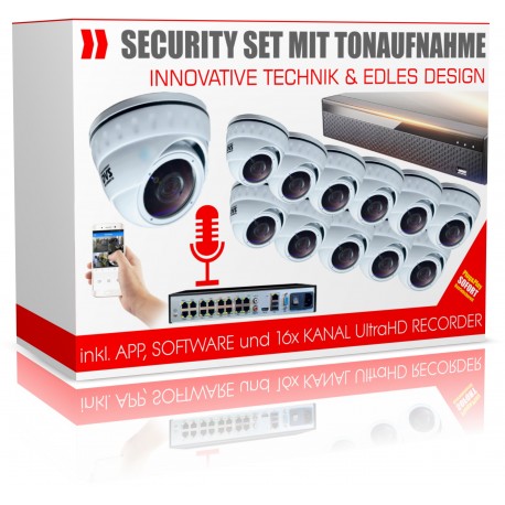 12x surveillance cameras with sound recording including 4K recorder motion detection