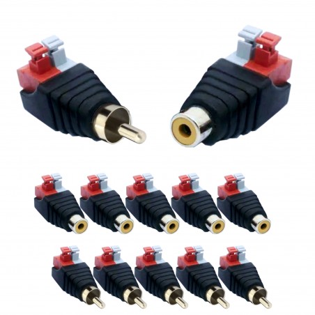 10 pieces RCA cinch socket and plug set adapter terminal block push-in fittings (plug connections) 2-pin terminals DC AV block