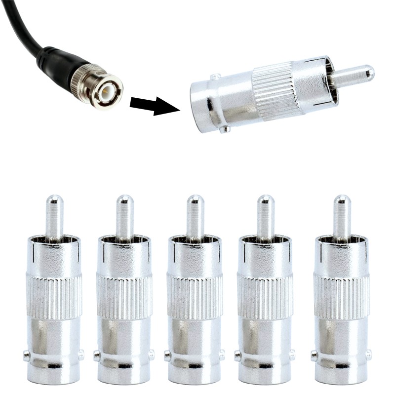 5 pieces BNC adapter BNC socket to cinch plug video audio phono plug connections
